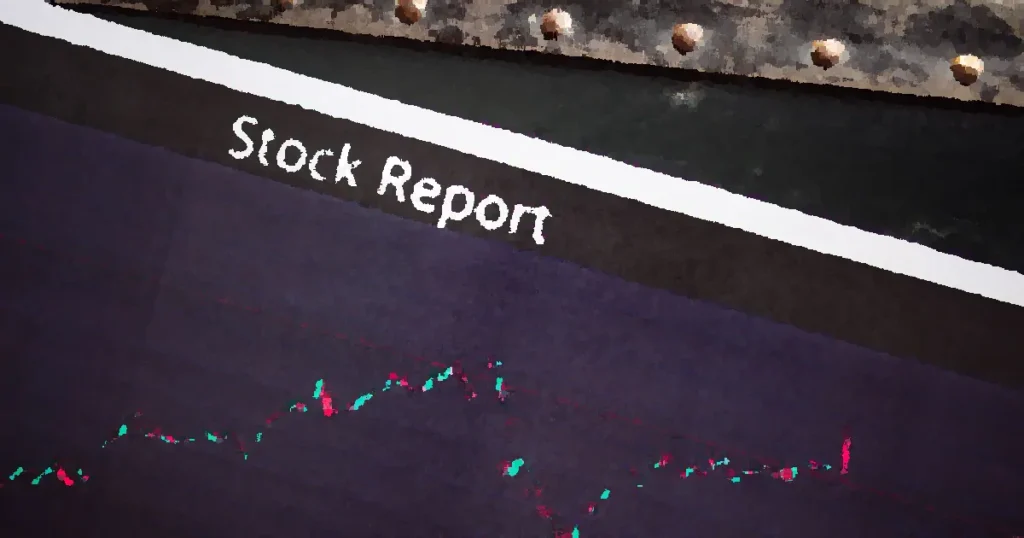 Detailed view of a stock report displaying a market performance graph with data trends.