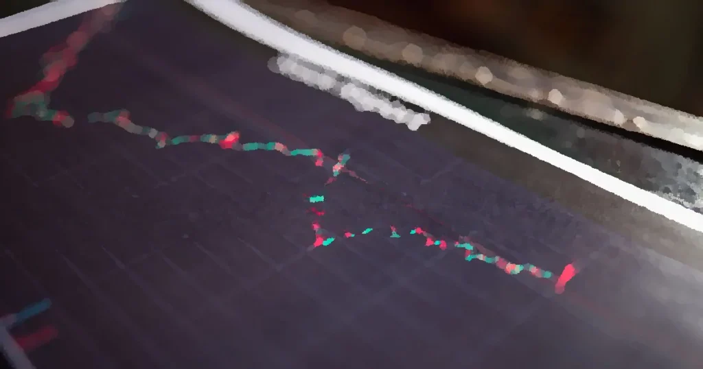 Close-up of a stock report showing a financial data graph.