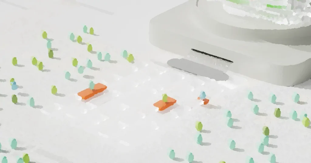 Abstract digital visualization of AI, featuring colorful 3D elements and modern design.
