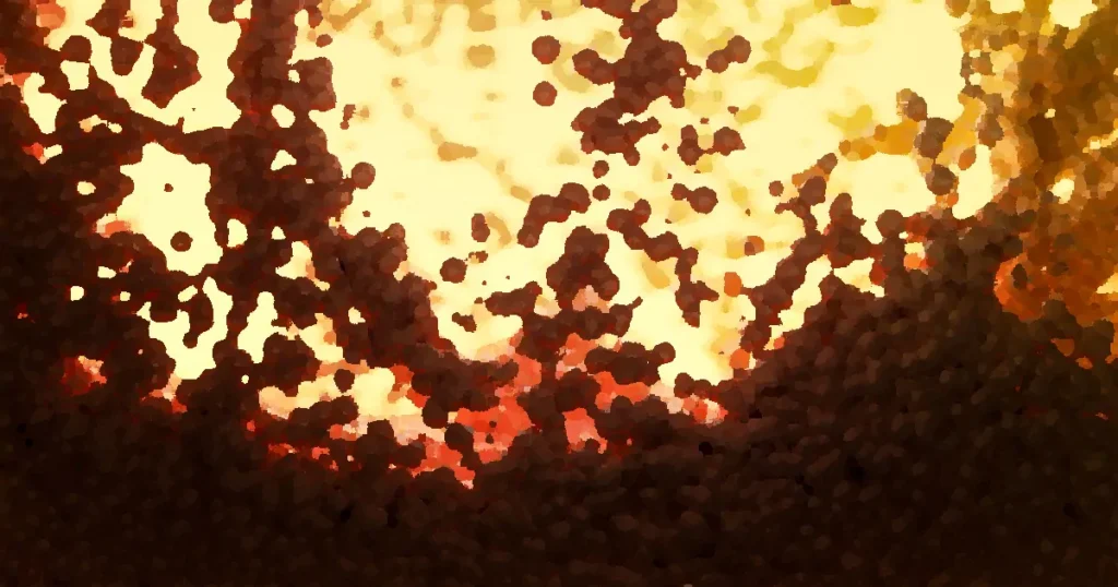 Dynamic abstract image of molecules with vibrant warm tones, highlighting scientific visualization.