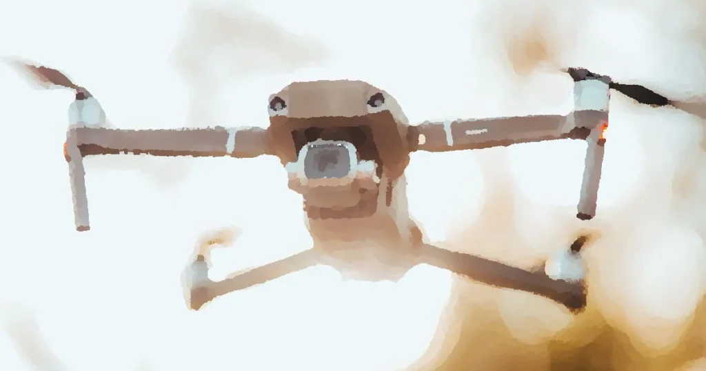 A detailed close-up of the Mavic 2 drone in flight against a blurred outdoor background.