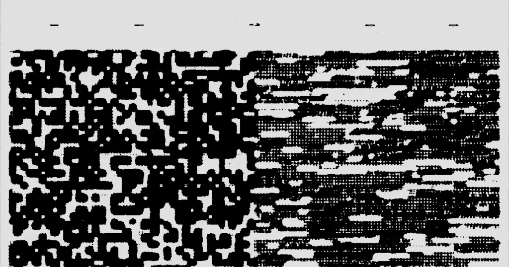 Abstract design showcasing computing fields with geometric and binary patterns in black and white.