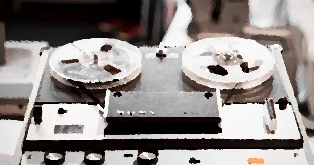 Close-up of a vintage Sony reel-to-reel tape recorder, highlighting classic audio technology.
