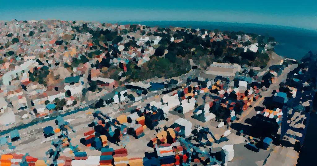 Explore a vibrant aerial view of Valparaíso, Chile, showcasing its bustling harbor and colorful hillside architecture.