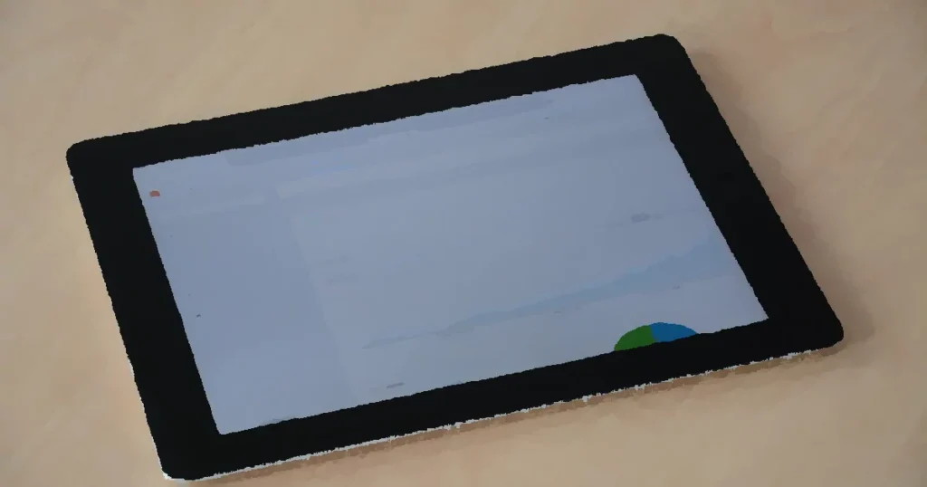 A digital tablet showing a web analytics dashboard with graphs and charts.