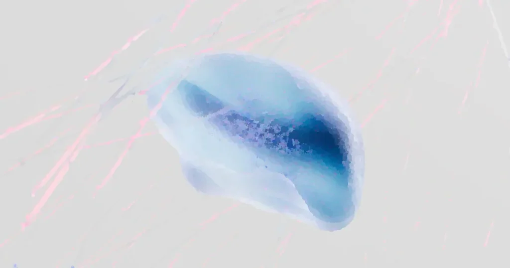 A 3D rendering of a neural network with abstract neuron connections in soft colors.